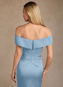 Azazie Laredo Moeder van de bruid jurken Zeemeermin Jurk van Stretch Satijn Off the Shoulder Poederblauw image7