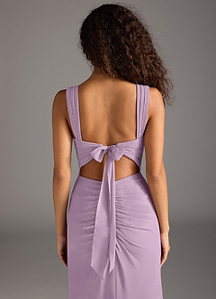 Azazie Jesaphine Bridesmaid Dresses Wisteria Sheath Bow Chiffon Dress image6