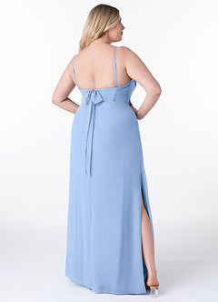 Azazie Mai Bridesmaid Dresses Steel Blue Sheath Pleated Chiffon Dress image9