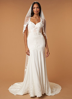 front Alex Lace Chapel Length Veil With Blusher