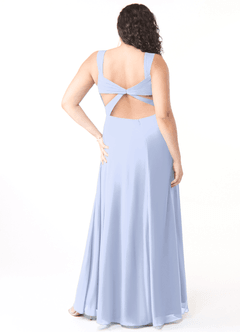 Azazie Nahrin Bridesmaid Dresses Ice A-Line V-Neck Pleated Chiffon Dress image8