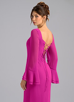 Azazie Leone Bridesmaid Dresses Fuchsia Mermaid Corset Chiffon Dress image2