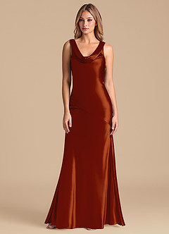 Azazie Rylina Robes de demoiselle d'honneur Robe Sirène en Satiné métallisé Auburn image5