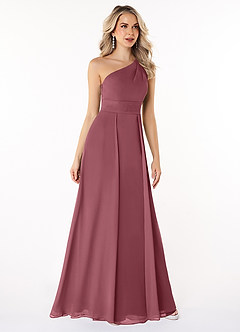 Azazie Dallas Bridesmaid Dresses Desert Rose A-Line One Shoulder Chiffon Dress image3