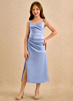 Azazie Canna Girls Formal Flower Girl Klänningar Klä A-Line i Stretch Satin Plisserad image4