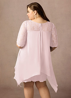 Azazie Flo Mother of the Bride Dresses Blushing Pink A-Line Lace Chiffon Dress image13
