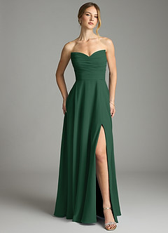Azazie Ayla Abiti da Damigella Abito A-Line in Chiffon Scollo a Cuore Verde Scuro image5