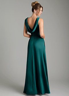 Azazie Karina Bridesmaid Dresses Peacock A-Line Pleated Stretch Satin Dress image5