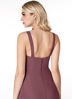 Azazie Jay Bridesmaid Dresses Sangria A-Line Square Neckline Side Slit Chiffon Dress image6