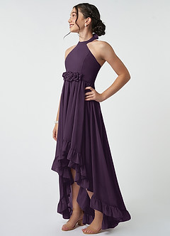 Azazie Hermione Junior Plum A-Line Chiffon Dress image4