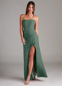Azazie Leonis Bridesmaid Dresses Sea Moss Sheath Strapless Chiffon Convertible Dress image7