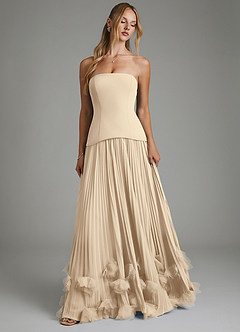Azazie Alex Bridesmaid Dresses Champagne A-Line Corset Chiffon Dress image5