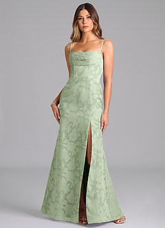 Azazie Saige Bridesmaid Dresses Dusty Sage A-Line Off the Shoulder Floral Burnout Convertible Dress image3