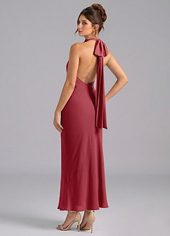 Azazie Velli Suknie dla druhen Syrena Wysoka Kołnierz Szyfon Długość kostki Sukienka image6