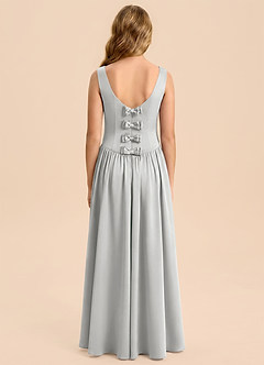 Azazie Drew Junior Silver A-Line Pleated Stretch Satin Dress image2