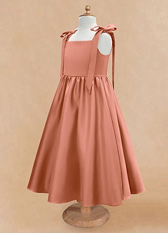 Azazie Chelsie Flower Girl Dresses MAI TAI A-Line Bow Matte Satin Dress image7