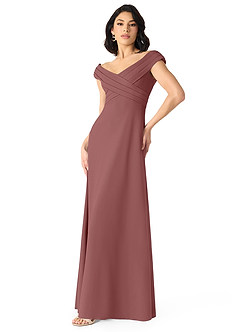 Azazie Evita Final Sale Desert Rose A-Line Off the Shoulder Stretch Crepe Dress image3