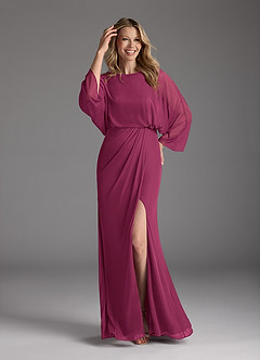 Azazie Ysabella Mother of the Bride Dresses Mulberry Mermaid Pleated Mesh Dress image2