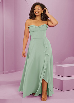Barbie ♥ Azazie Bridesmaid Dresses Agave A-Line Sweetheart Neckline Chiffon Dress image8