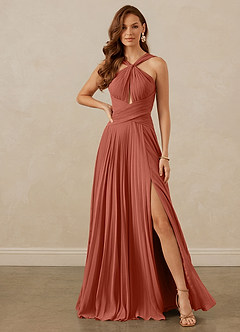 Christian Siriano Bridal for Azazie 1009 Bridesmaid Dresses Clay A-Line Pleated Chiffon Dress image2