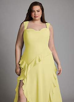Azazie Sloane Bridesmaid Dresses Lemon Sorbet A-Line Sweetheart Neckline Chiffon Dress image13