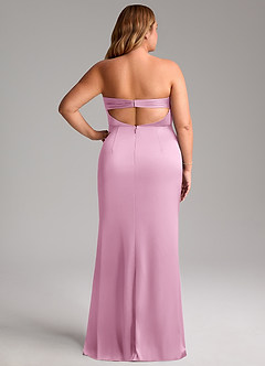 Azazie Leonis Bridesmaid Dresses Candy Pink Mermaid Pleated Stretch Satin Convertible Dress image11