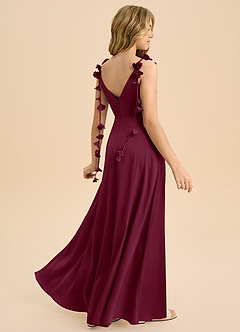 Azazie Gumdrop Junior Mulberry Empire Pleated Stretch Satin Dress image1