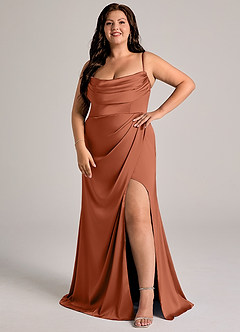 Azazie Johana Bridesmaid Dresses Cedar Rose Mermaid Off the Shoulder Stretch Satin Convertible Dress image12