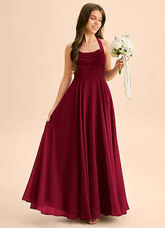 Azazie Kady Junior Burgundy A-Line Sweetheart Neckline Chiffon Dress image5