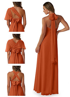 Azazie Fifi Bridesmaid Dresses Burnt Orange A-Line Strapless Chiffon Convertible Dress image8