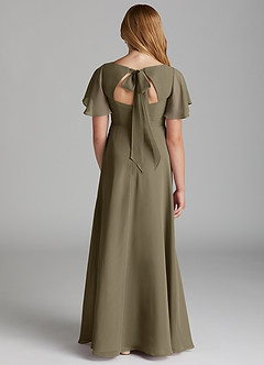 Azazie Kimber Junior Willow Green A-Line Pleated Chiffon Dress image2