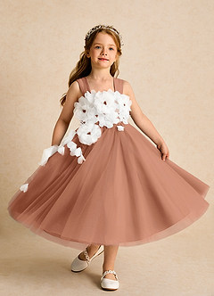 Azazie Dovey vestidos de niña de las flores Vestido de Bronceador de Tul de Princesa con Lazo image4