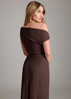 Azazie Emerson Jurken voor bruidsmeisjes Jurk van Chiffon met Kolom Off the Shoulder Ganache image3
