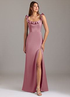 Azazie Callie Bridesmaid Dresses Vintage Mauve A-Line Ruched Stretch Satin Convertible Dress image1