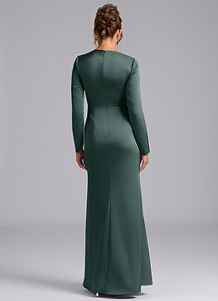 Azazie Tria Final Sale Agave Mermaid Long Sleeve Stretch Satin Dress image2