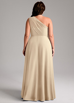 Azazie Phaedra Bridesmaid Dresses Champagne A-Line One Shoulder Chiffon Dress image10