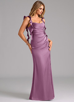 Azazie Jessamine Bridesmaid Dresses Wisteria A-Line Corset Stretch Satin Dress image4