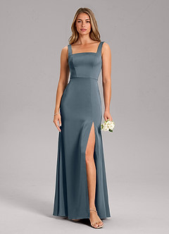Azazie Frostine Bridesmaid Dresses Twilight A-Line Bow Stretch Satin Dress image3