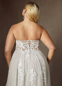 Azazie Aurorie Vestidos de novia Vestido de Diamante Blanco de Tul de Corte en A con Lentejuela image12