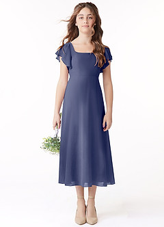 Azazie Bondi Junior Stormy A-Line Ruched Chiffon Dress image2