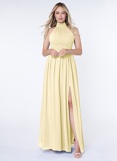 Azazie Iman Suknie dla druhen Linia A Marszczony Szyfon Do ziemi Sukienka image1