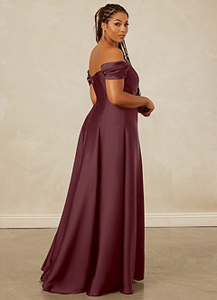 Christian Siriano Bridal for Azazie 1002 Bridesmaid Dresses Sangria A-Line Off the Shoulder Stretch Satin Convertible Dress image15