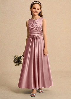 Azazie Ducky Junior Formal Flower Girl Klänningar Klä A-Line i Stretch Satin Plisserad image4