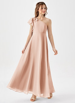 Azazie Arabella Junior Vestido de Rosa Inglesa de Gasa de Corte en A con Volante image4