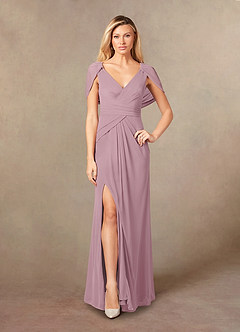 Azazie Luisa Abiti per la Madre della Sposa Abito Sirena in Maglia con Scollo a V a Pieghe Rosa Polverosa image5