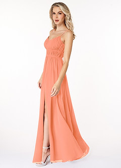 Azazie Yanelie Bridesmaid Dresses Sunset A-Line Scoop Pleated Chiffon Dress image6