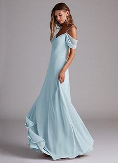 Azazie Marley Bridesmaid Dresses Sky Blue A-Line Off the Shoulder Chiffon Convertible Dress image3