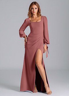 Azazie Mero Bridesmaid Dresses Amethyst Mermaid Long Sleeve Chiffon Dress image1