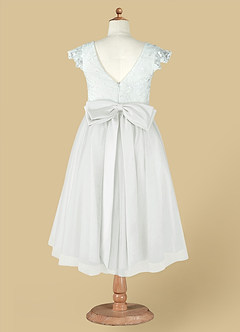 Azazie Vetty Flower Girl Dresses Ivory A-Line Lace Tulle Dress image13