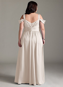 Azazie Lianne Brautjungfernkleider A-Linie Schulterfrei Stretch-Satin Kleid Alabaster Weiß image2